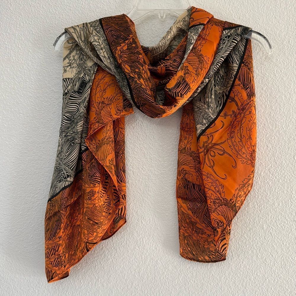 Colorblock Vine Print Scarf NWT - Picture 2 of 6